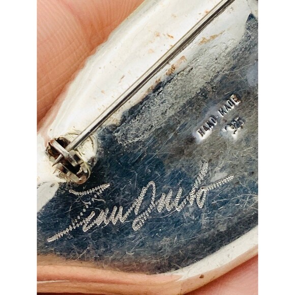 Signed handmade artisan 925 sterling silver gold plated shell brooch - Picture 9 of 10